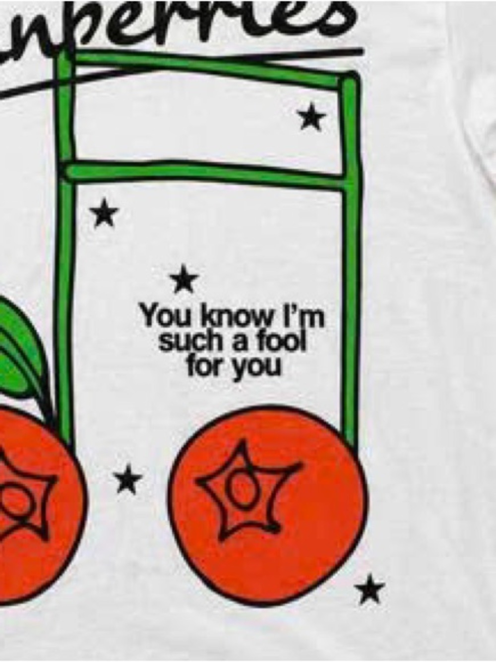 The cranberries Short-Sleeve Tee with Red Cherry Graphic and Green Stem - Picture 4 of 5